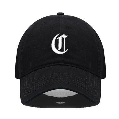 Old English Letter A-Z Embroider Baseball Cap Men Womne Soft Cotton Team Sport Visors Snapback Caps