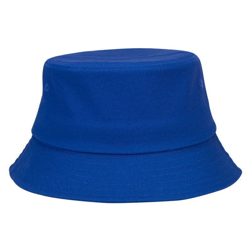 100 Cotton Solid Color Bucket Hat Summer Sun Protection Breathable Round Crown