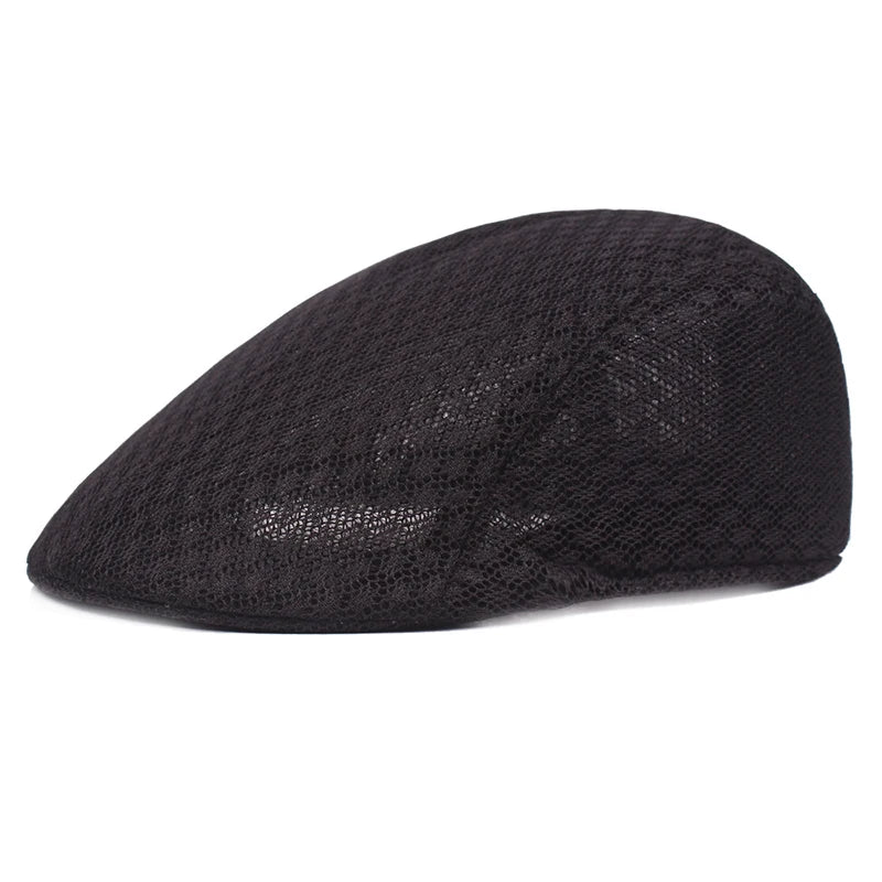 Summer Casual Beret Hat Unisex Mesh Flat Caps Newsboy Style Adjustablr Breathable Women Men