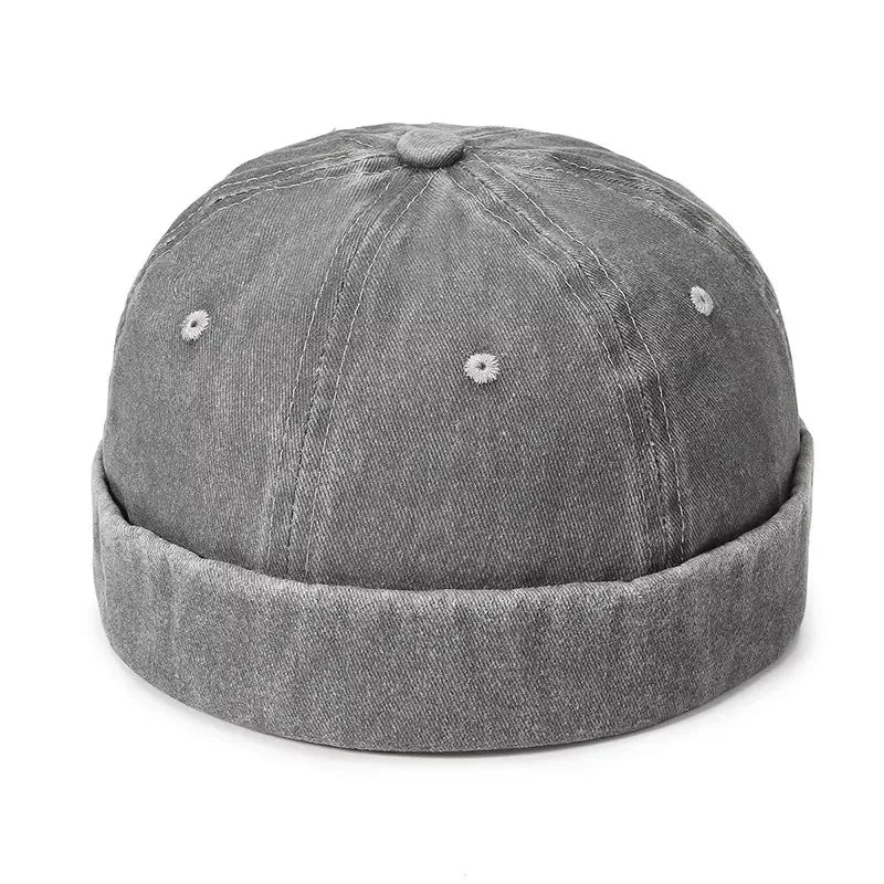 Women Men Solid Cotton Cap Hat Washed Denim Beanie Spring Autumn Retro Adjustable Docker Sailor