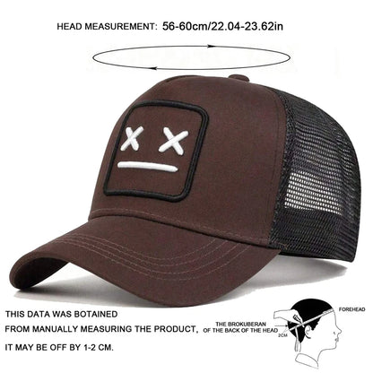 Unisex Xx Crying Face Embroidery Baseball Net Caps Hip Hop Cap Spring Summer Outdoor Adjustable