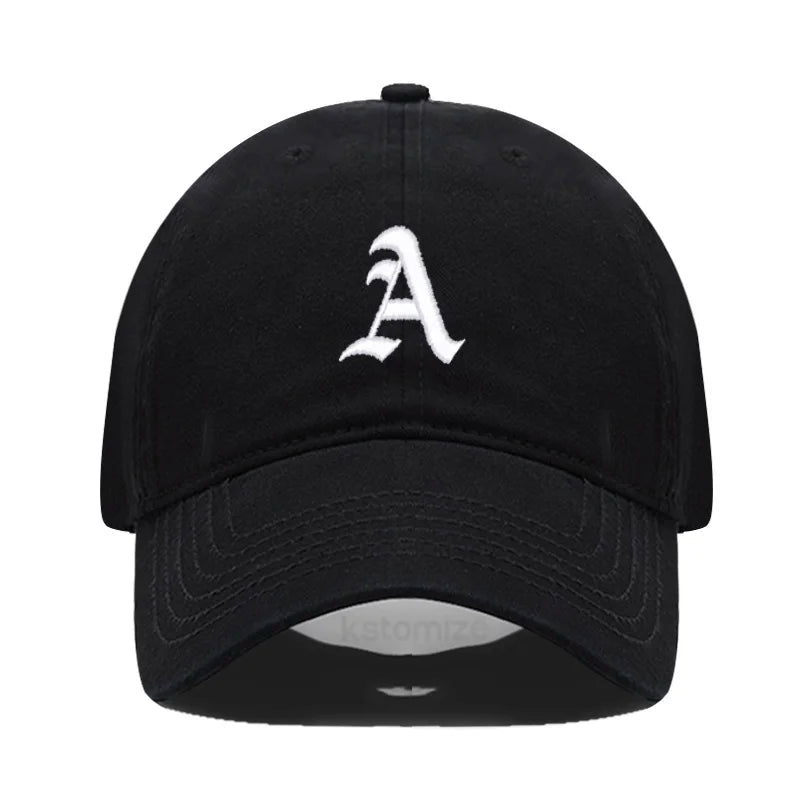 Old English Letter A-Z Embroider Baseball Cap Men Womne Soft Cotton Team Sport Visors Snapback Caps