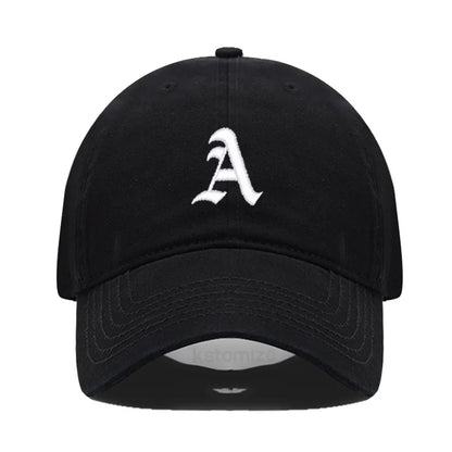 Old English Letter A-Z Embroider Baseball Cap Men Womne Soft Cotton Team Sport Visors Snapback Caps