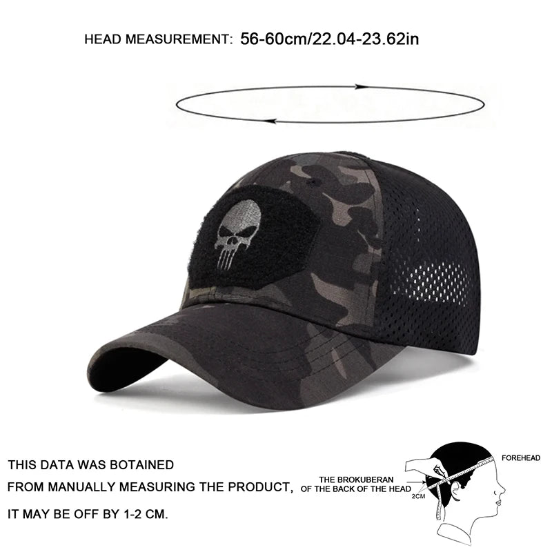 Unisex Skull Embroidered Top Patch Breathable Baseball Caps Spring Autumn Outdoor Adjustable Casual