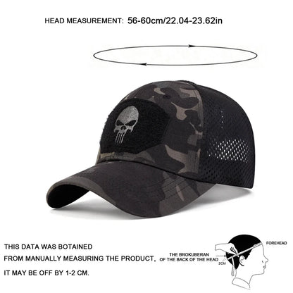 Unisex Skull Embroidered Top Patch Breathable Baseball Caps Spring Autumn Outdoor Adjustable Casual