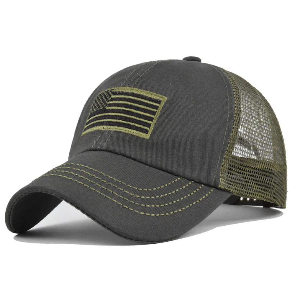 Unisex Camouflage Tactics Cap Embroidered Patch Draw Baseball Male Female Trucker Hat Mesh