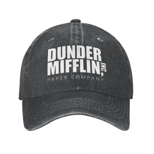 Classic Dunder Mifflin Logo Baseball Caps Men Women Distressed Denim Washed Sun Cap Office Travel