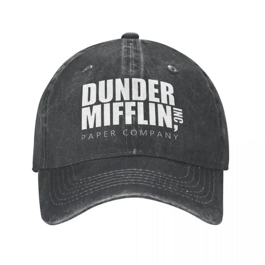 Classic Dunder Mifflin Logo Baseball Caps Men Women Distressed Denim Washed Sun Cap Office Travel