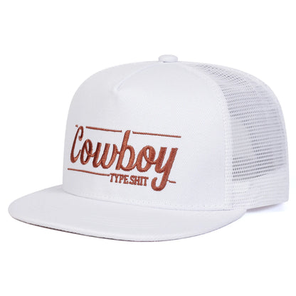 Unisex Cowboy Letter Embroidery Hip-Hop Net Hats Spring Summer Outdoor Adjustable Casual Baseball