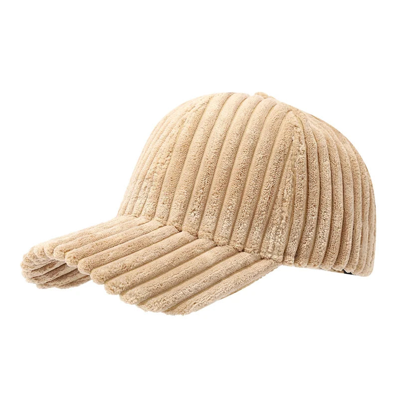 Winter Warm Corduroy Baseball Caps Men Women Solid Color Kpop Retro Adjustable Snapback Hats Trucker