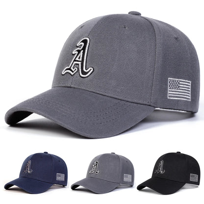 Unisex Letter Embroidery Side American Flag Baseball Cap Spring Autumn Outdoor Adjustable Casual Hat