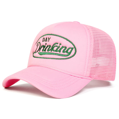 Unisex Day Drinking Letter Embroidery Baseball Net Caps Spring Summer Outdoor Adjustable Casual Hats