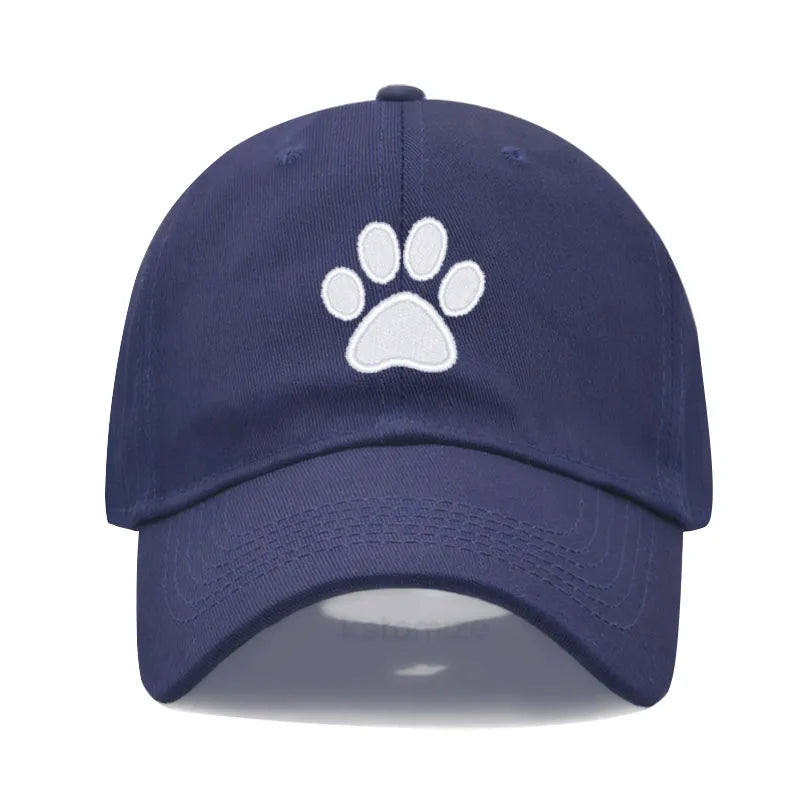Dog Paw Embroidered Baseball Cap Women Men Adjustable Washed Cotton Dad Hat Unisex Classic Golf Caps