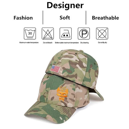 Unisex Forked Wolf Embroidery Camouflage Baseball Caps Spring Autumn Outdoor Adjustable Sunscreen