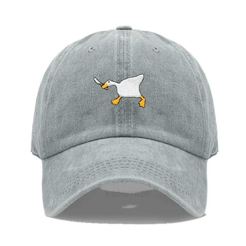 Unisex Dad Hat Embroidered Goose Pattern Fashionable Style Duckbill Cap Men Women