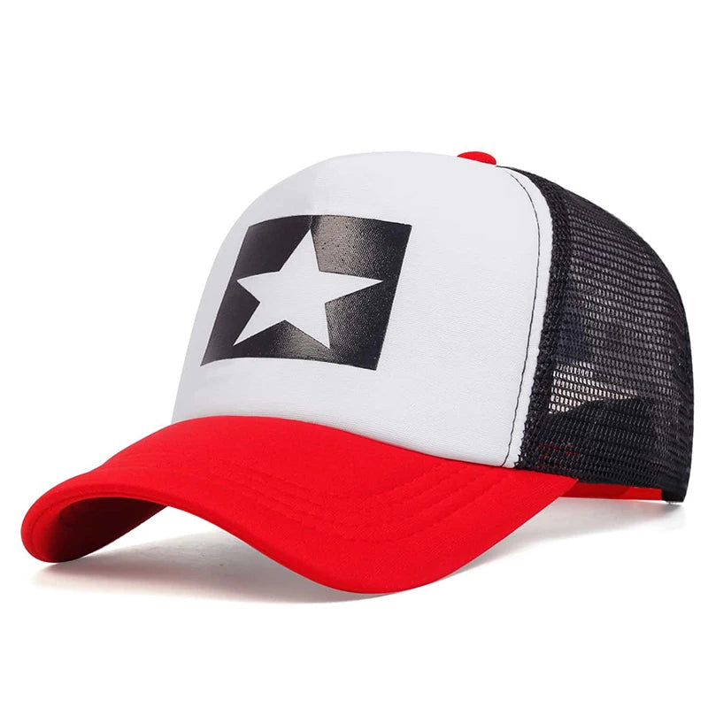 Five-Pointed Star Printed Baseball Net Caps Spring Summer Outdoor Adjustable Casual Hats Sunscreen