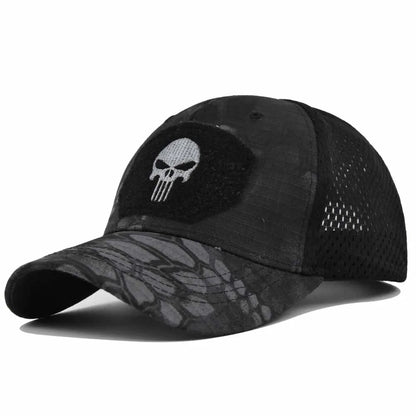Men Women Skull Print Snapback Cap Outdoors Tactical Camouflage Mesh Baseball Caps Male Summer Sport Hiking Trucker Sunshade Hat