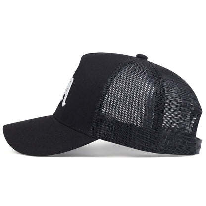 Unisex La Letter Embroidery Baseball Net Caps Hip Hop Cap Spring Summer Outdoor Adjustable Casual