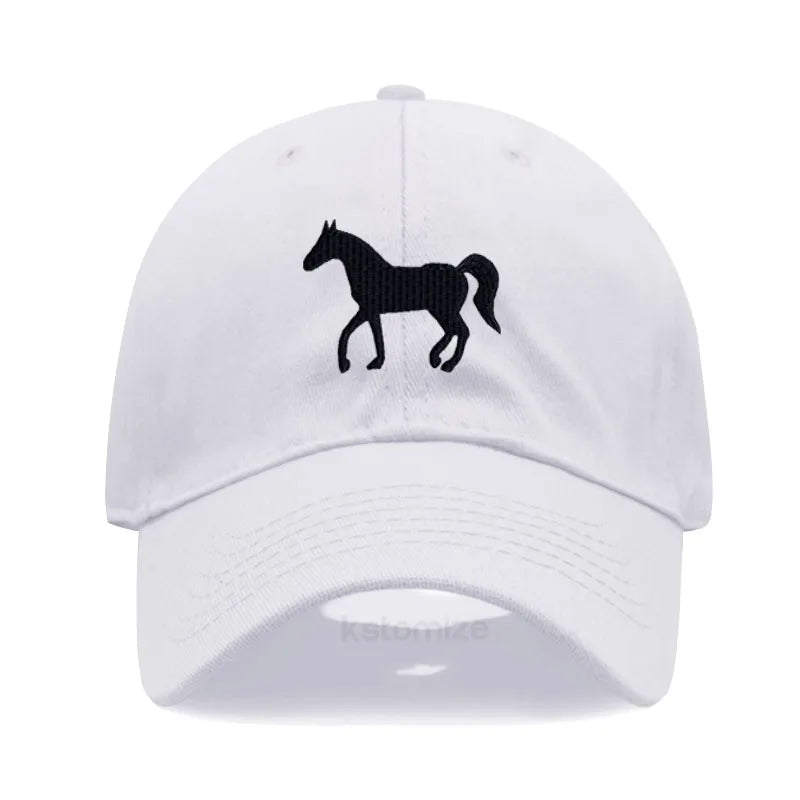 Horse Embroidered Baseball Cap Women Men Adjustable Washed Cotton Dad Hat Unisex Classic Golf Caps