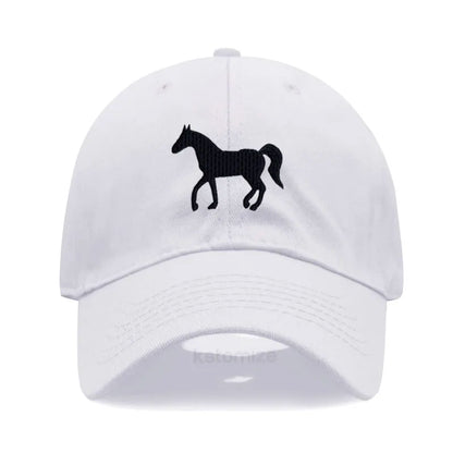 Horse Embroidered Baseball Cap Women Men Adjustable Washed Cotton Dad Hat Unisex Classic Golf Caps