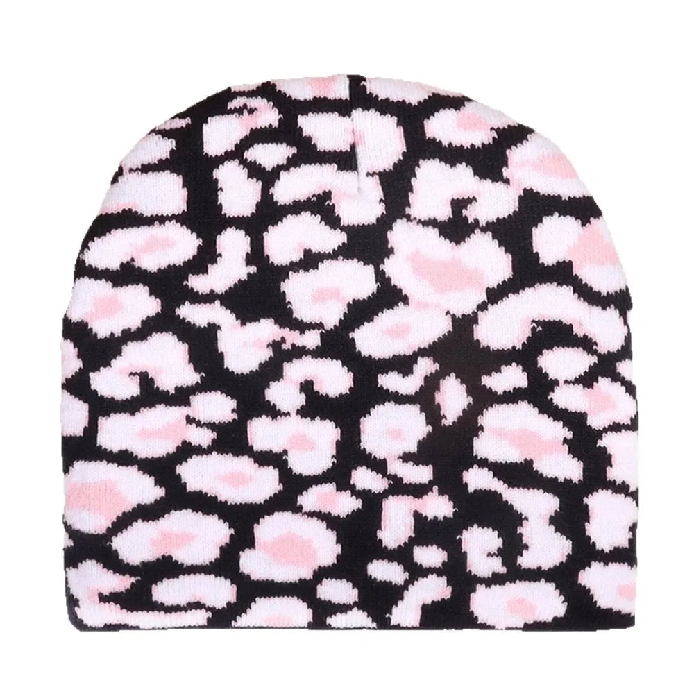 Winter Beanie Warm Fashionable Leopard Print Style Knitted Hatversatile Personalized Cold Hat Retro