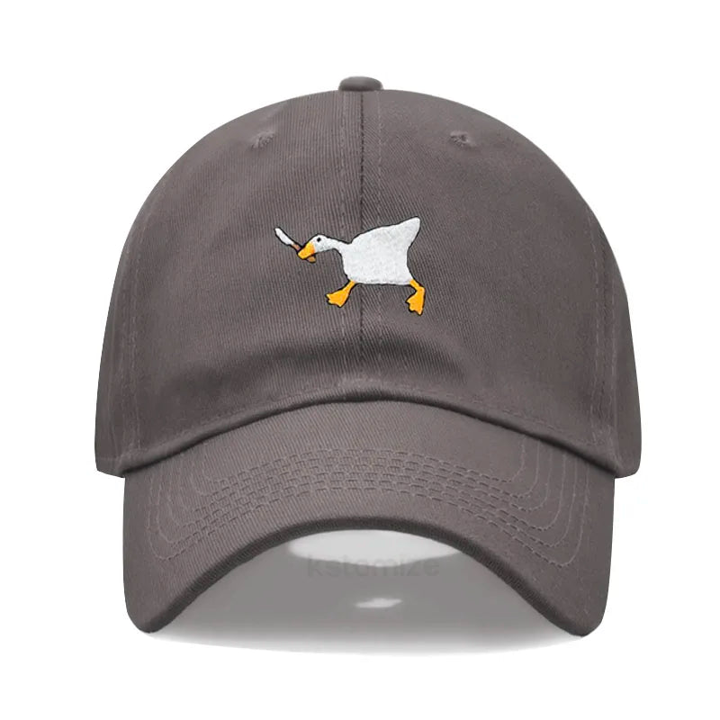 Unisex Dad Hat Embroidered Goose Pattern Fashionable Style Duckbill Cap Men Women