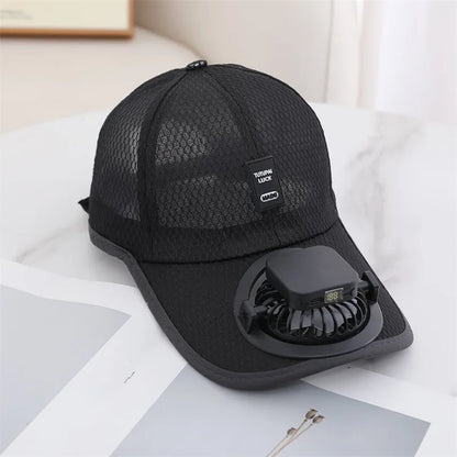 Summer Mesh Solar Energy Fan Baseball Cap Men Women Adjustable Breathable Caps Quick Dry Running Hat