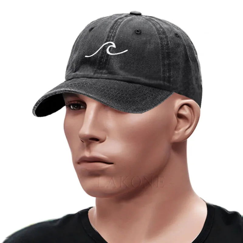 Men S Baseball Cap Women Washed Cotton Waves Embroidery Dad Hat Sport Golf Caps Man Sun Hats