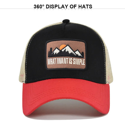 Brand Letter Mesh Breathable Hat Women Men Embroidery Baseball Cap Snapback Sunshade Outdoor Sunhat