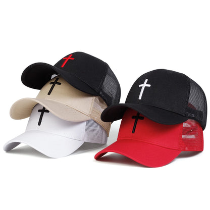 Unisex Cross Embroidery Baseball Net Caps Hip Hop Cap Spring Summer Outdoor Adjustable Casual Hats