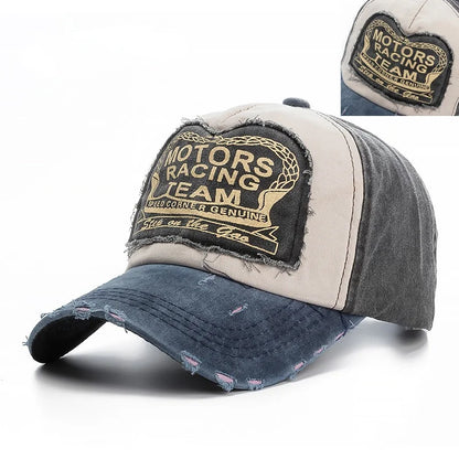 Washed Cotton Damage Baseball Cap Motor Snapback Hat Hip Hop Dad Hats Men Women Grinding Multicolor