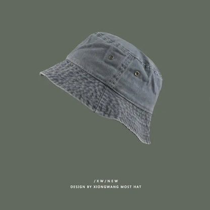 Women Men Washed Denim Solid Vintag Bucket Hats Lady Male Spring Summer Autumn Panama Fisherman Cap