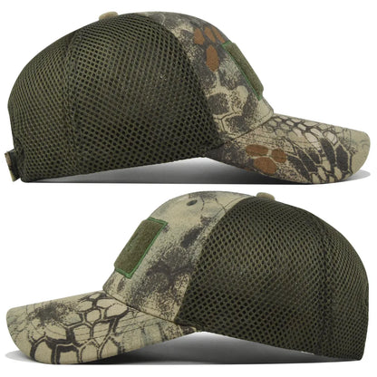 Adjustable Snapback Mesh Baseball Cap Outdoor Sports Breathable Sun Protection Hat Camouflage