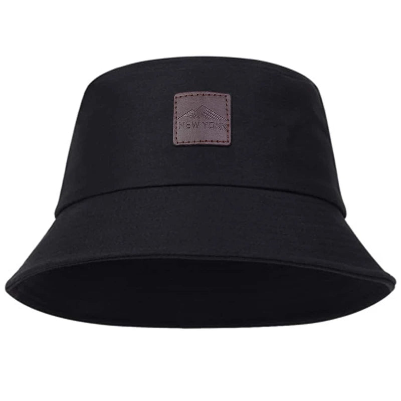 Unisex York Leather Label Personality Bucket Hats Fishermen Caps Outdoor Casual Cap Sunscreen Hat
