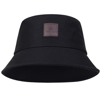 Unisex York Leather Label Personality Bucket Hats Fishermen Caps Outdoor Casual Cap Sunscreen Hat