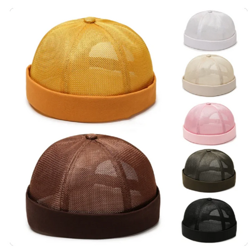 Quick Dry Brimless Hat Lightweight Daily Beanie Mesh Docker Cap Sailor Rolled Cuff Harbour Casual