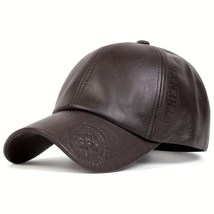 Unisex Vintage Leather Baseball Caps Spring Autumn Outdoor Sunscreen Hat Adjustable Casual Trucker