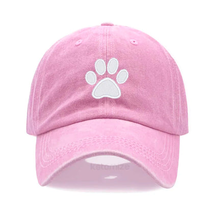 Dog Paw Embroidered Baseball Cap Women Men Adjustable Washed Cotton Dad Hat Unisex Classic Golf Caps
