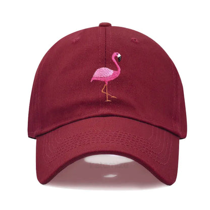 Animal Embroidery Flamingo Baseball Caps Men Women Retro Soft Washed Cotton Dad Hat Snapback Cap