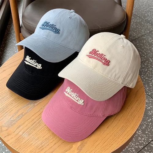 Letter Embroidery Baseball Hat Women Men Sunscreen Outdoor Sunshade Peaked Caps Solid Color Visors