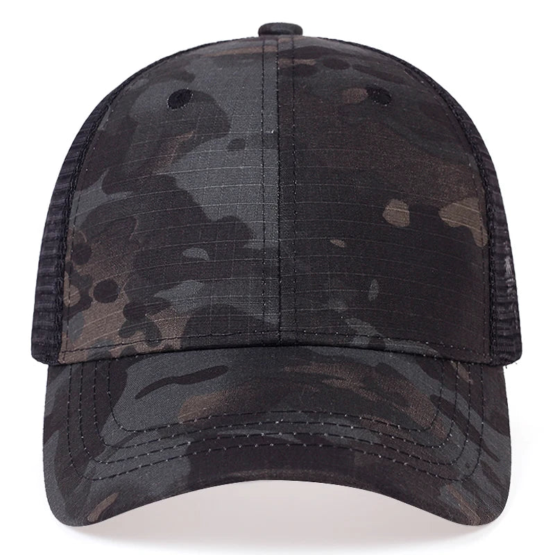 Mesh Summer Sun Hat Caps Men Women Adjustable Baseball Cap Trucker Hats Camouflage Jungle Tactical