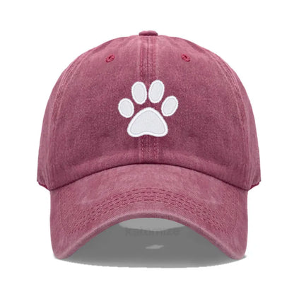 Dog Paw Embroidered Baseball Cap Women Men Adjustable Washed Cotton Dad Hat Unisex Classic Golf Caps