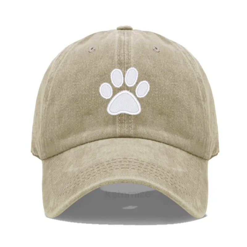 Dog Paw Embroidered Baseball Cap Women Men Adjustable Washed Cotton Dad Hat Unisex Classic Golf Caps