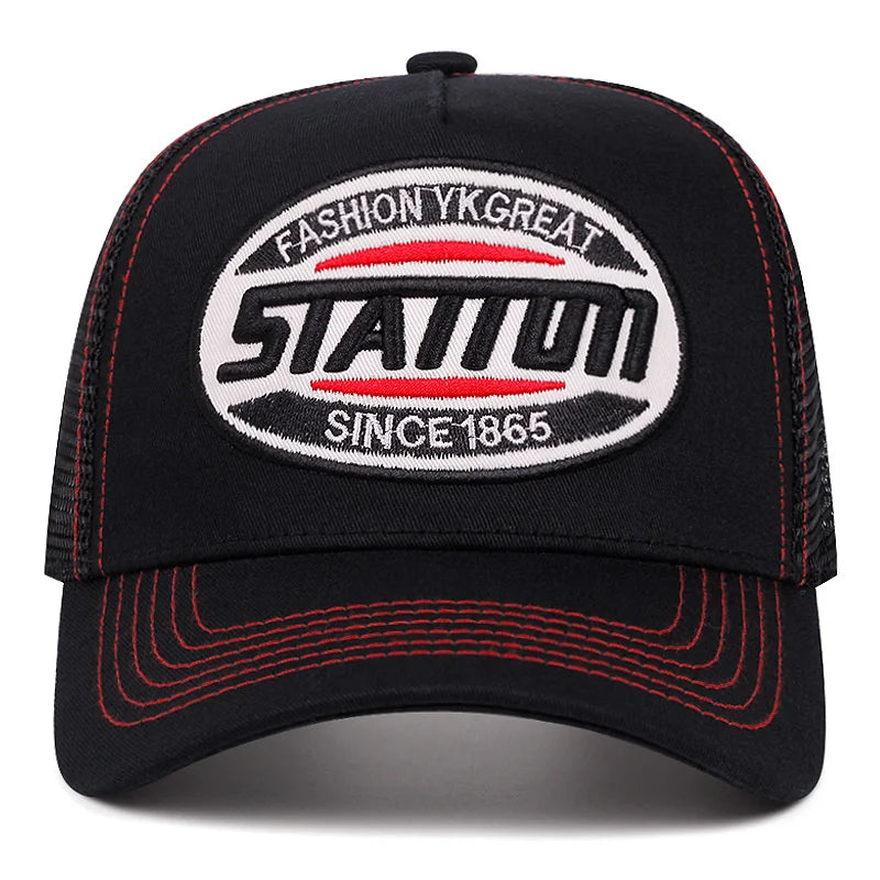 Style Unisex Baseball Cap Classic Station Letter Pattern Mesh Men Women Breathable Streetwear Summer