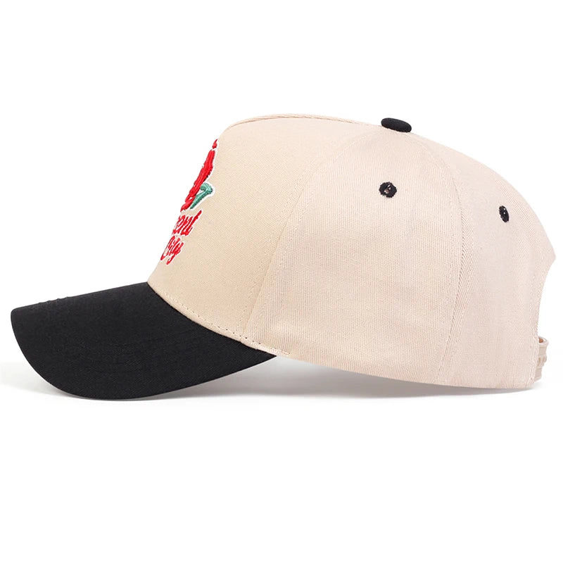 Unisex Rose Letter Embroidery Baseball Caps Spring Autumn Outdoor Adjustable Casual Hats Sunscreen