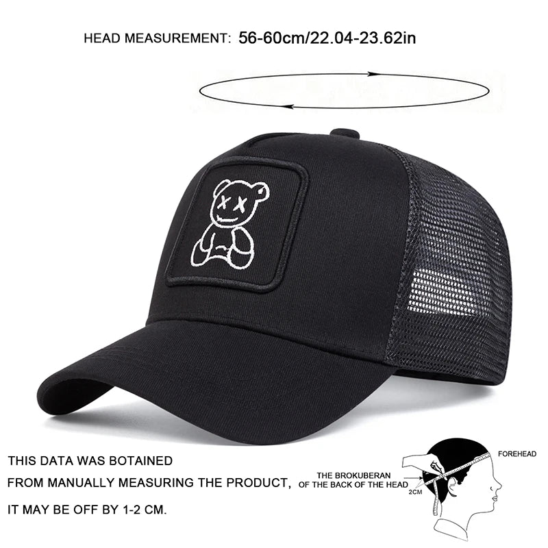 Unisex Xx Little Bear Embroidery Baseball Net Caps Spring Summer Outdoor Adjustable Casual Hats