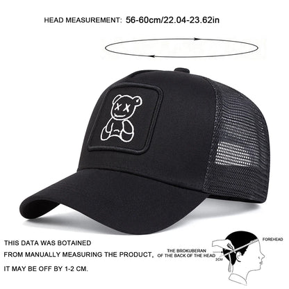 Unisex Xx Little Bear Embroidery Baseball Net Caps Spring Summer Outdoor Adjustable Casual Hats