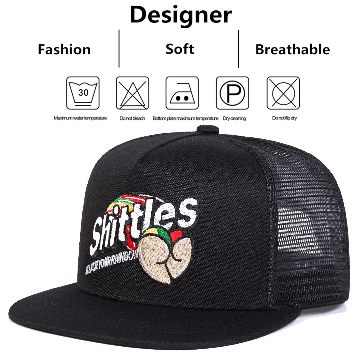 Unisex Shittles Embroidery Hip-Hop Net Hats Spring Summer Outdoor Adjustable Casual Baseball Caps