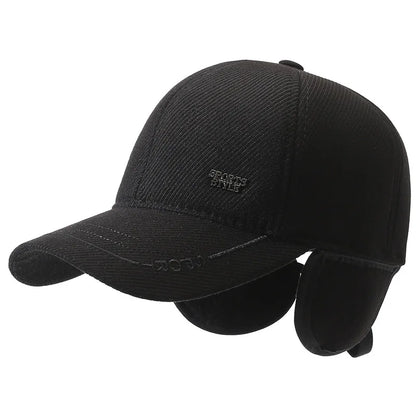 Men Warm Thick Autumn Winter Baseball Caps Male Sport Visors Earflaps Dad Snapback Cap Hat - Thick