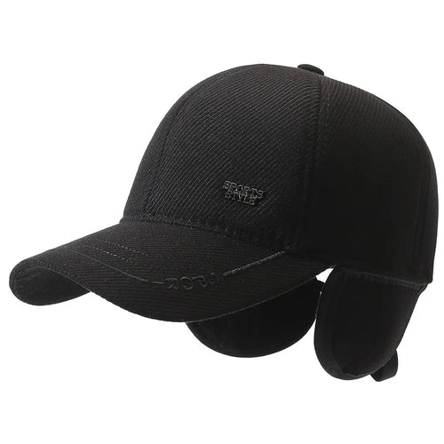 Men Warm Thick Autumn Winter Baseball Caps Male Sport Visors Earflaps Dad Snapback Cap Hat - Thick